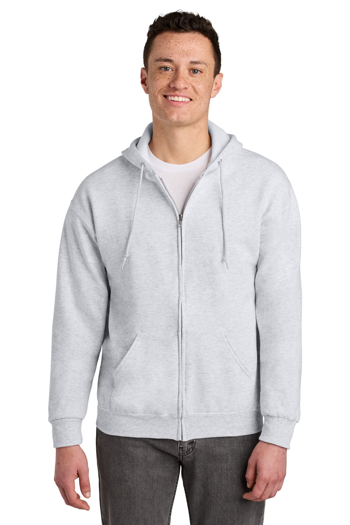 Custom Ash NuBlend Full-Zip Hoodie 993M, personalized by SanCanDo Swag in Argyle, TX