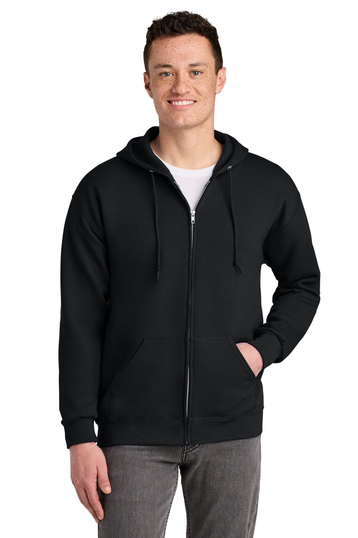 Custom Black NuBlend Full-Zip Hoodie 993M, personalized by SanCanDo Swag in Argyle, TX