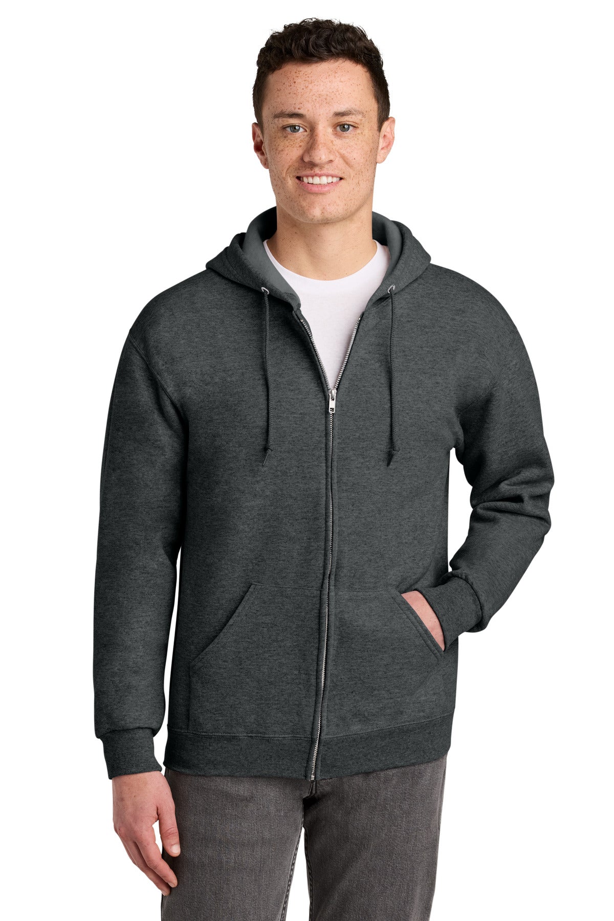 Custom Black Heather NuBlend Full-Zip Hoodie 993M, personalized by SanCanDo Swag in Argyle, TX