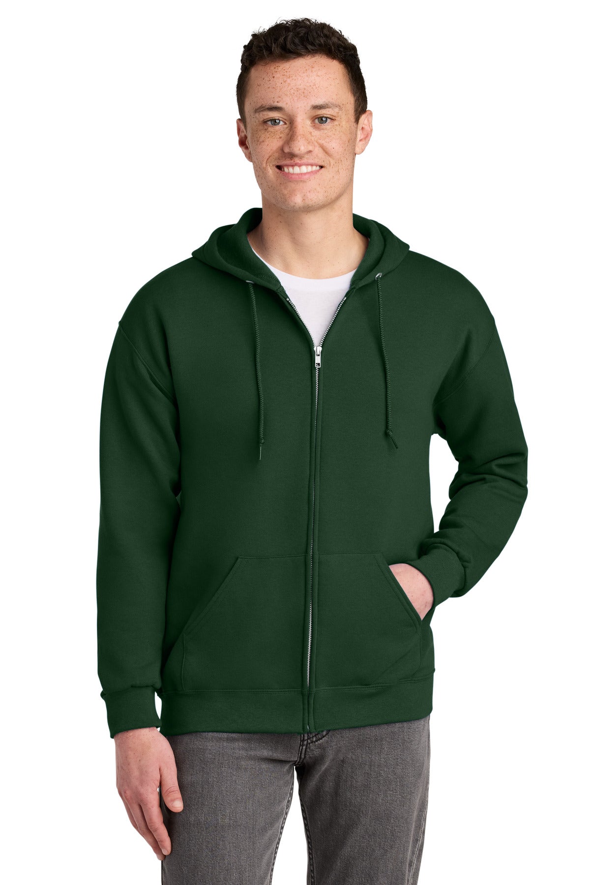 Custom Forest Green NuBlend Full-Zip Hoodie 993M, personalized by SanCanDo Swag in Argyle, TX