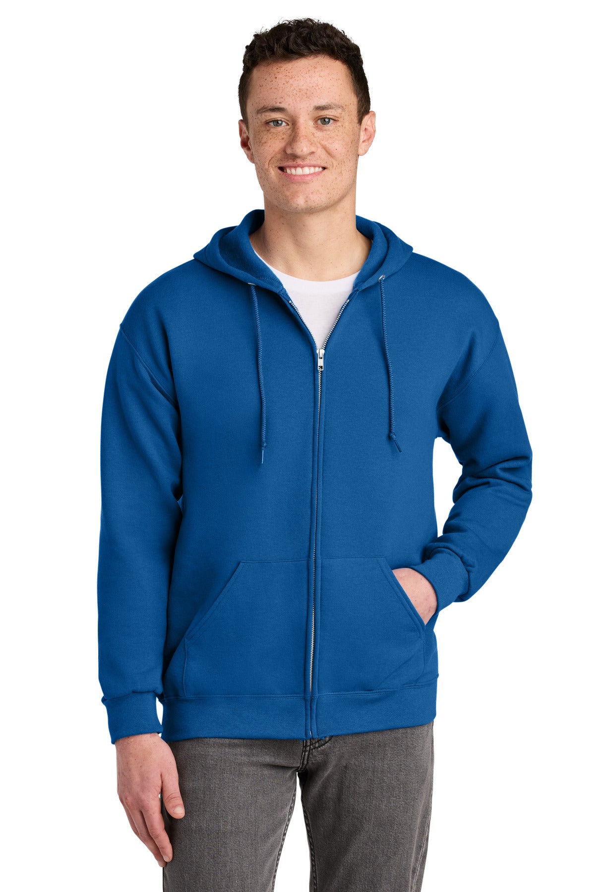 Custom Royal NuBlend Full-Zip Hoodie 993M, personalized by SanCanDo Swag in Argyle, TX