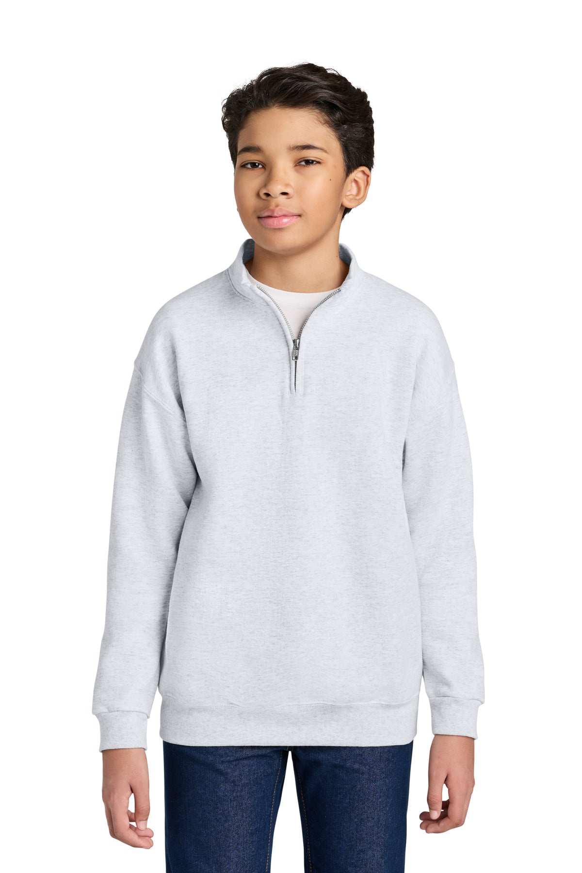 Custom Ash NuBlend 1/4-Zip Cadet Collar Sweatshirt 995Y, personalized by SanCanDo Swag in Argyle, TX