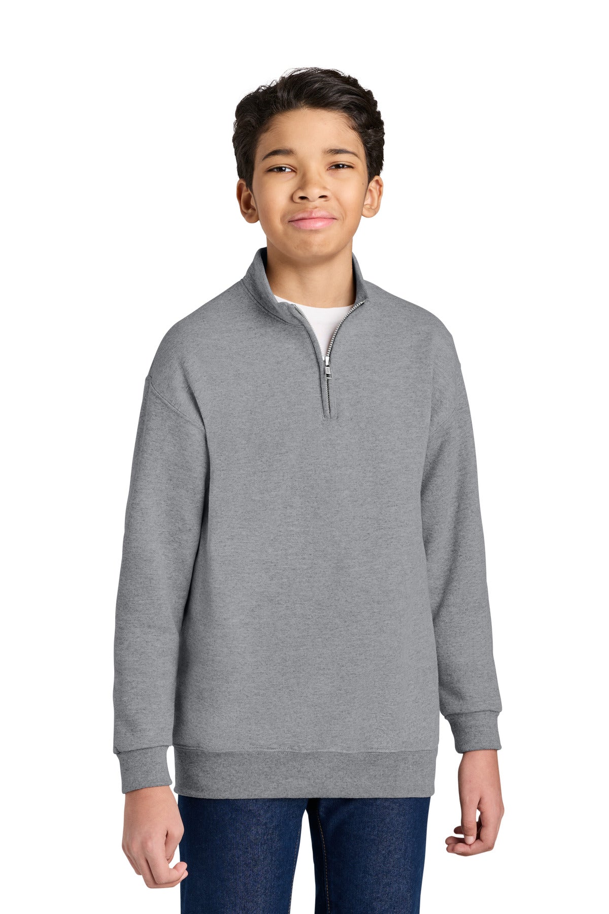 Custom Oxford NuBlend 1/4-Zip Cadet Collar Sweatshirt 995Y, personalized by SanCanDo Swag in Argyle, TX