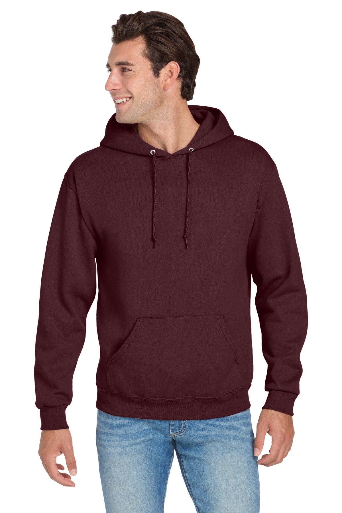 Custom Maroon NuBlend Hoodie 996M, personalized by SanCanDo Swag in Argyle, TX