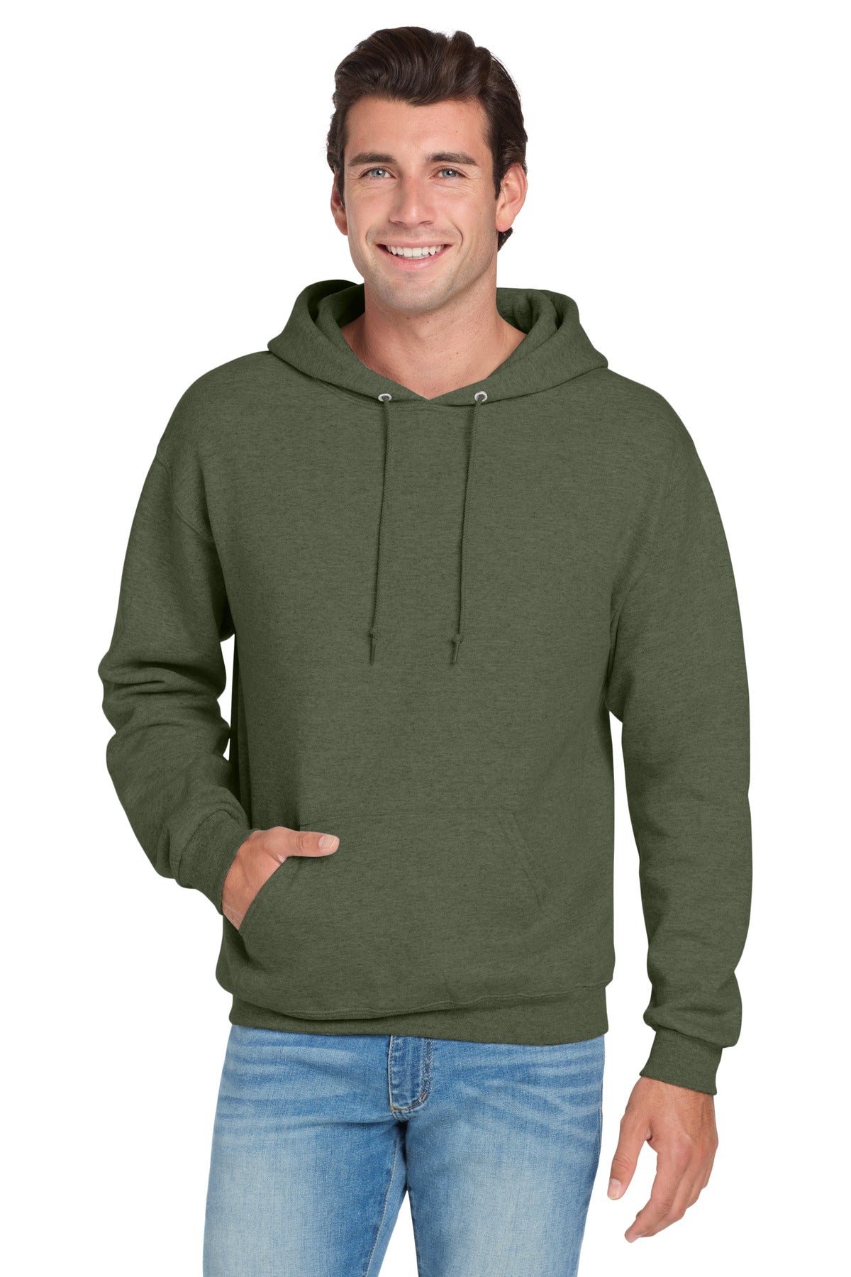 Custom Military Green Heather NuBlend Hoodie 996M, personalized by SanCanDo Swag in Argyle, TX