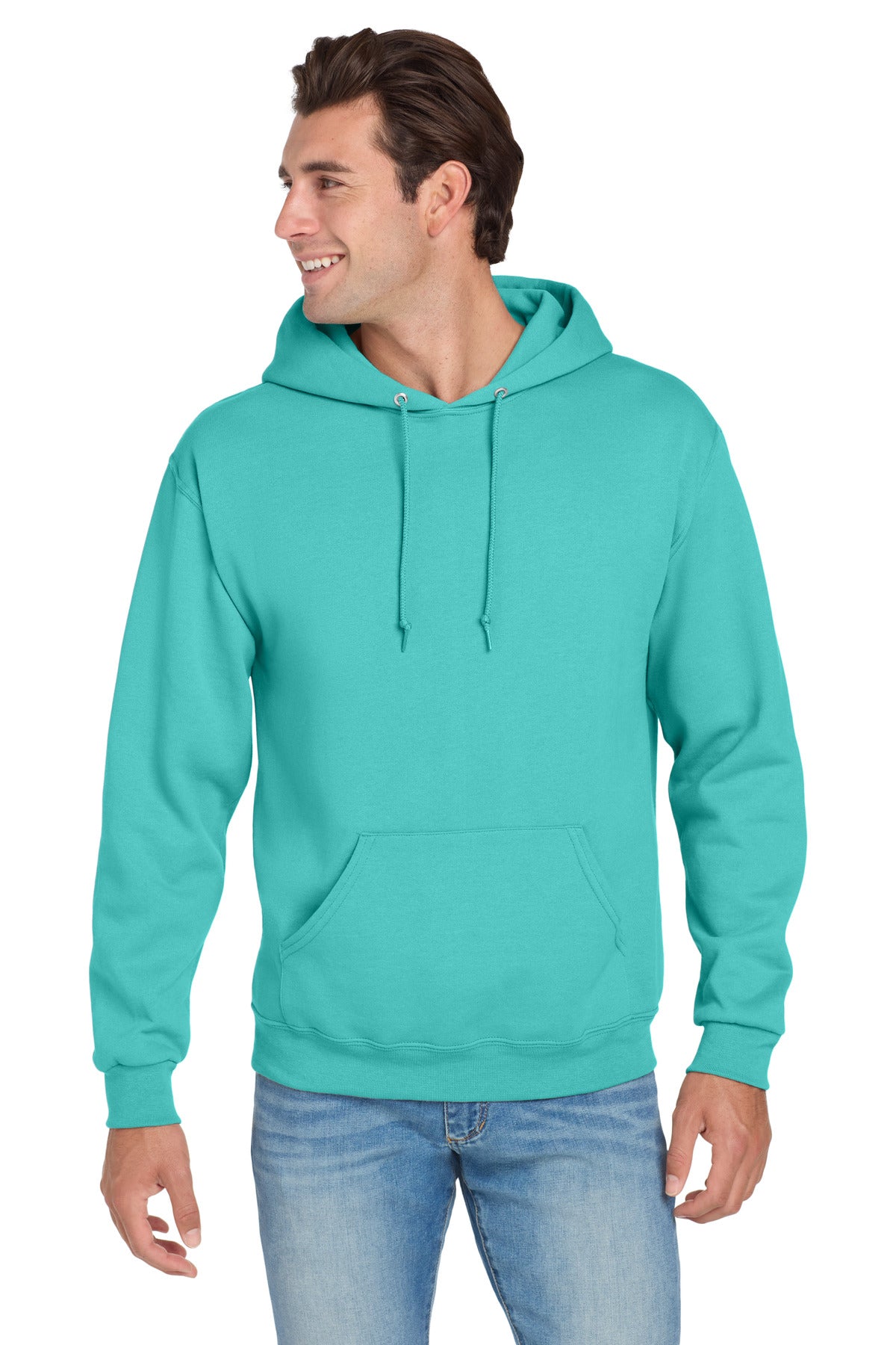 Custom Scuba Blue NuBlend Hoodie 996M, personalized by SanCanDo Swag in Argyle, TX