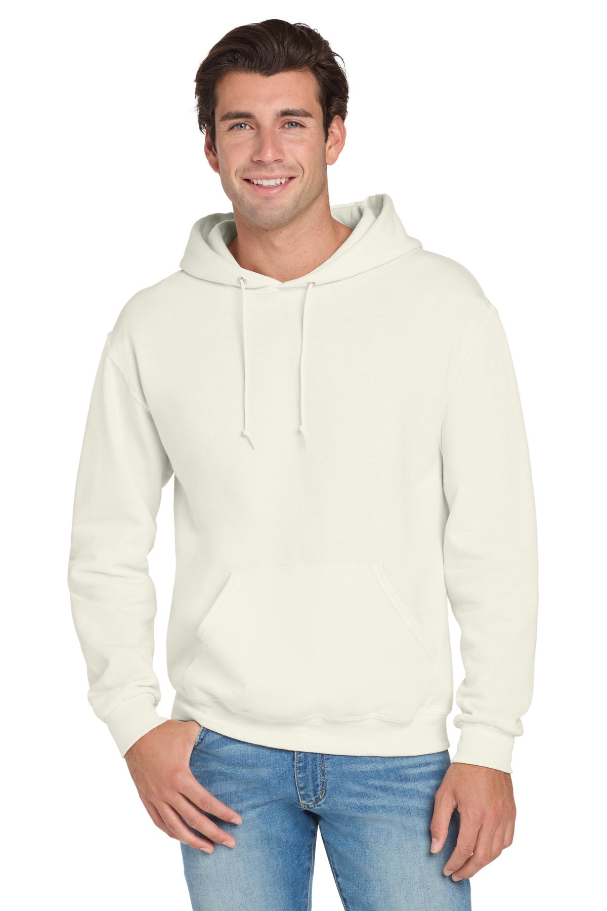 Custom Sweet Cream Heather NuBlend Hoodie 996M, personalized by SanCanDo Swag in Argyle, TX