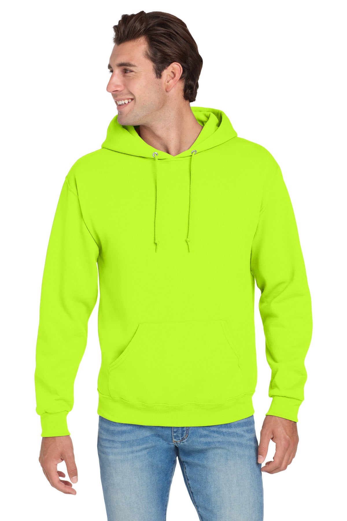 Custom Safety Green NuBlend Hoodie 996M, personalized by SanCanDo Swag in Argyle, TX