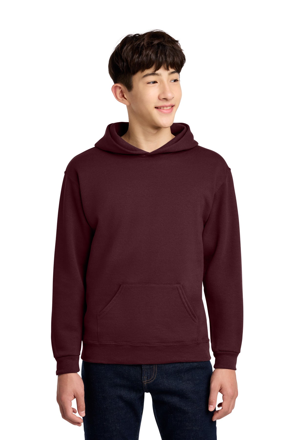 Custom Maroon Youth NuBlend Hoodie 996Y, personalized by SanCanDo Swag in Argyle, TX