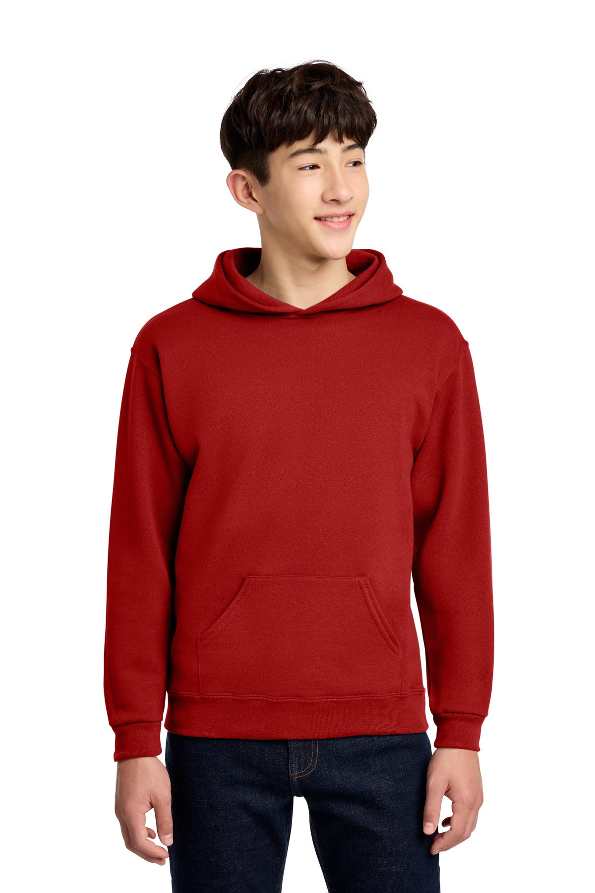 Custom True Red Youth NuBlend Hoodie 996Y, personalized by SanCanDo Swag in Argyle, TX