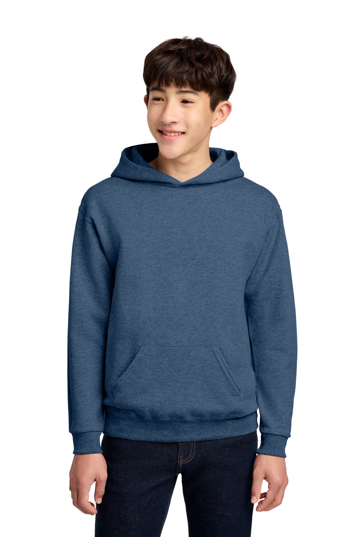 Custom Vintage Heather Blue Youth NuBlend Hoodie 996Y, personalized by SanCanDo Swag in Argyle, TX