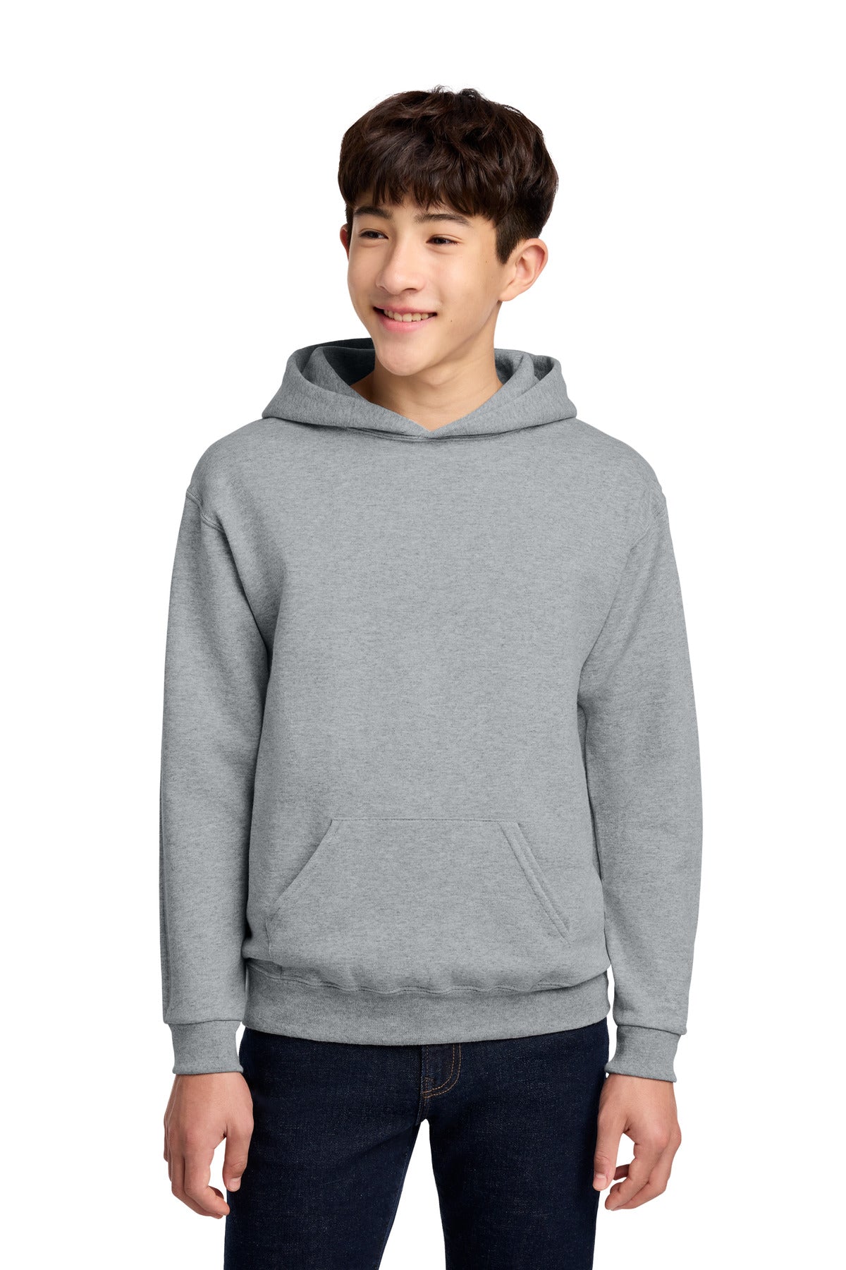 Custom Athletic Heather Youth NuBlend Hoodie 996Y, personalized by SanCanDo Swag in Argyle, TX