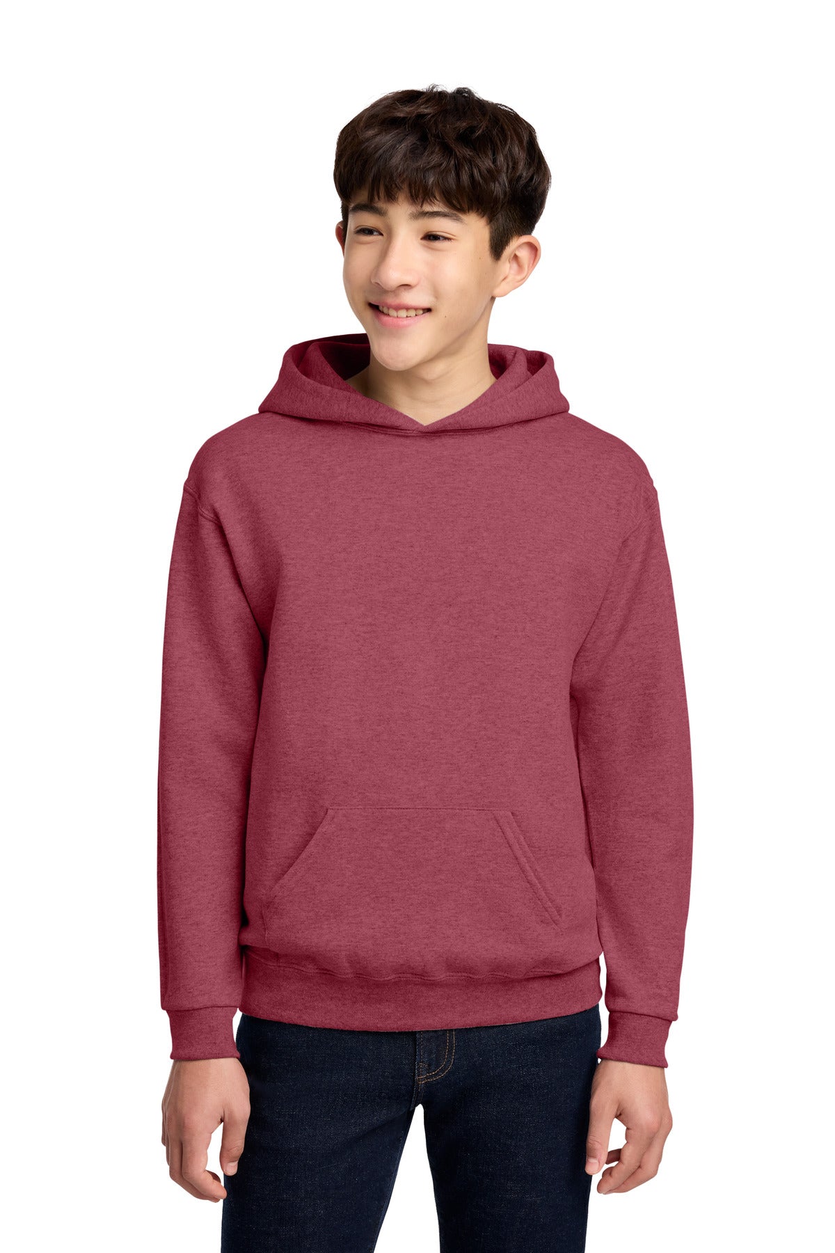 Custom Vintage Heather Red Youth NuBlend Hoodie 996Y, personalized by SanCanDo Swag in Argyle, TX