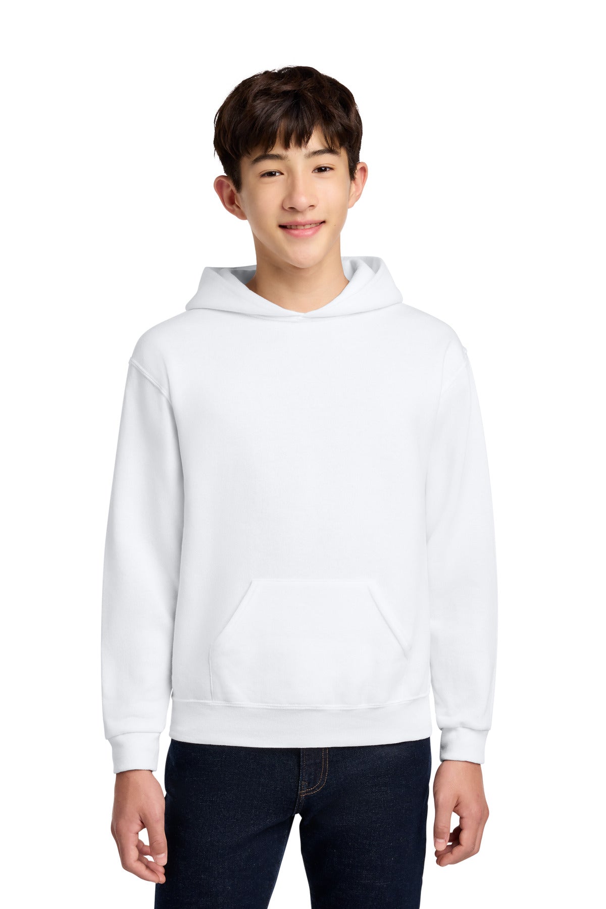 Custom White Youth NuBlend Hoodie 996Y, personalized by SanCanDo Swag in Argyle, TX