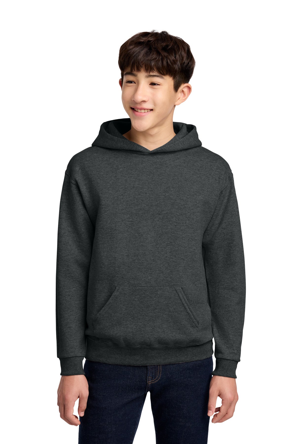 Custom Black Heather Youth NuBlend Hoodie 996Y, personalized by SanCanDo Swag in Argyle, TX