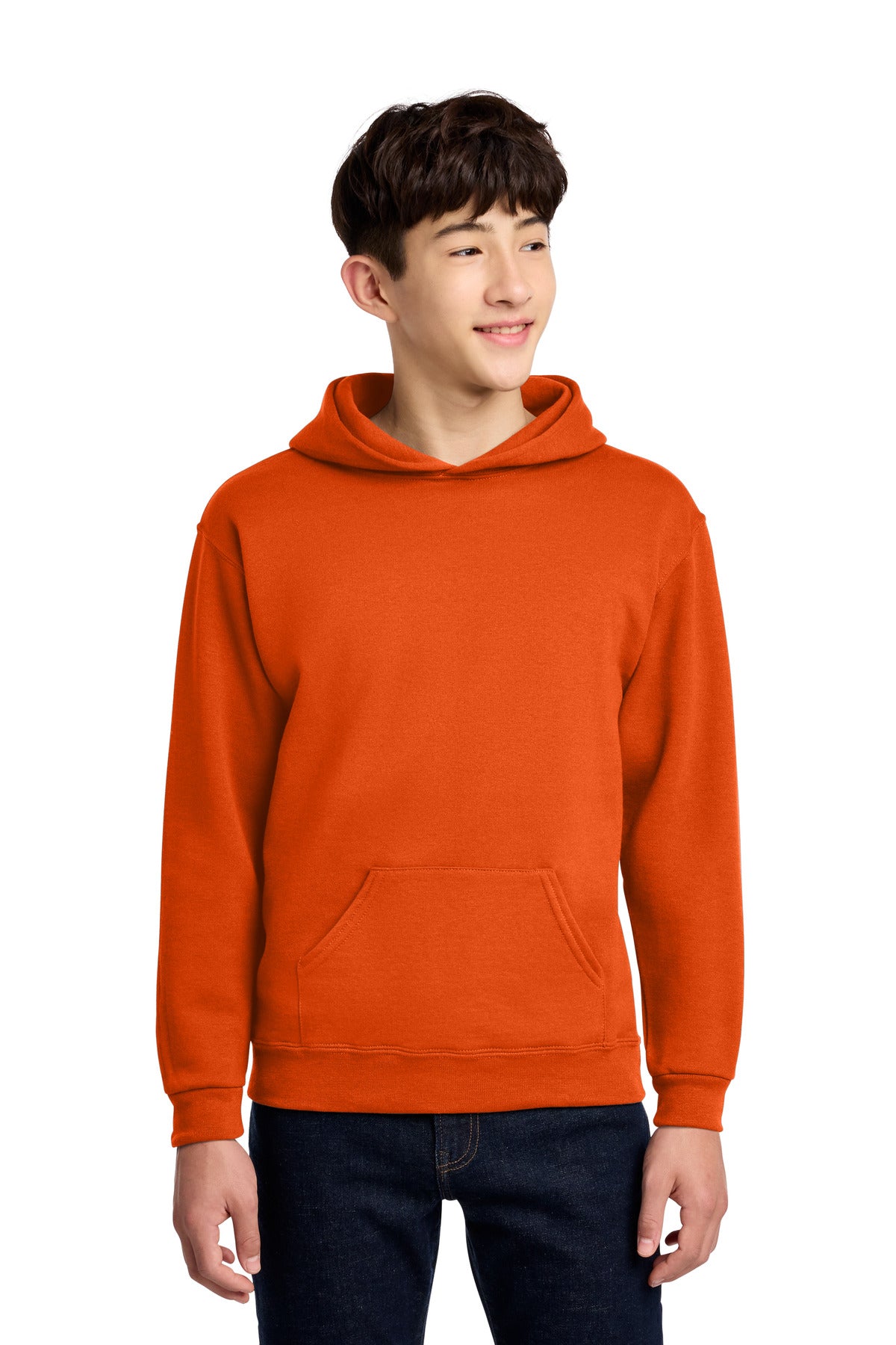 Custom Burnt Orange Youth NuBlend Hoodie 996Y, personalized by SanCanDo Swag in Argyle, TX