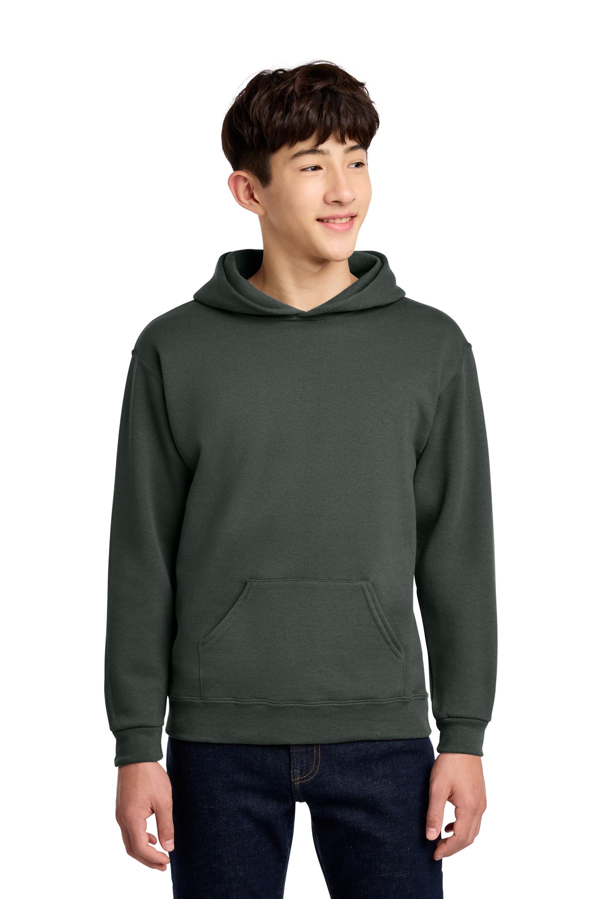 Custom Charcoal Grey Youth NuBlend Hoodie 996Y, personalized by SanCanDo Swag in Argyle, TX