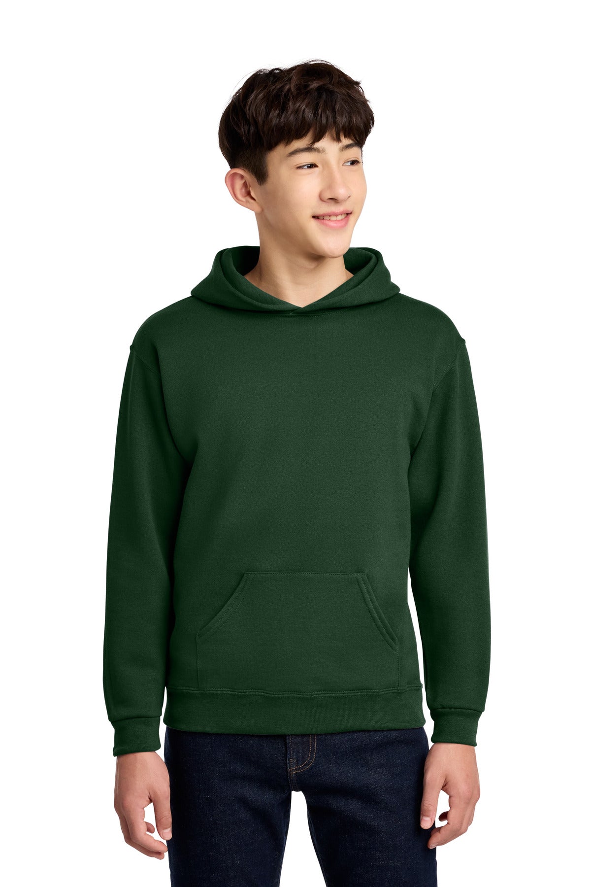 Custom Forest Green Youth NuBlend Hoodie 996Y, personalized by SanCanDo Swag in Argyle, TX