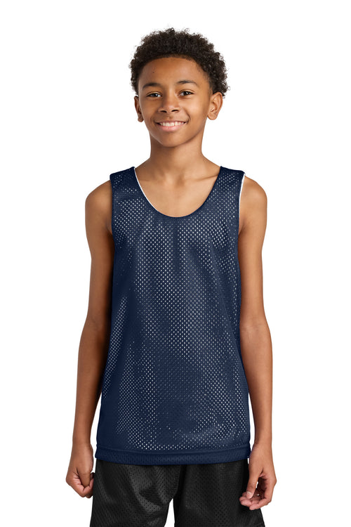 Custom Navy/ White Sprint Youth Reversible Mesh Tank A4N2206, personalized by SanCanDo Swag in Argyle, TX
