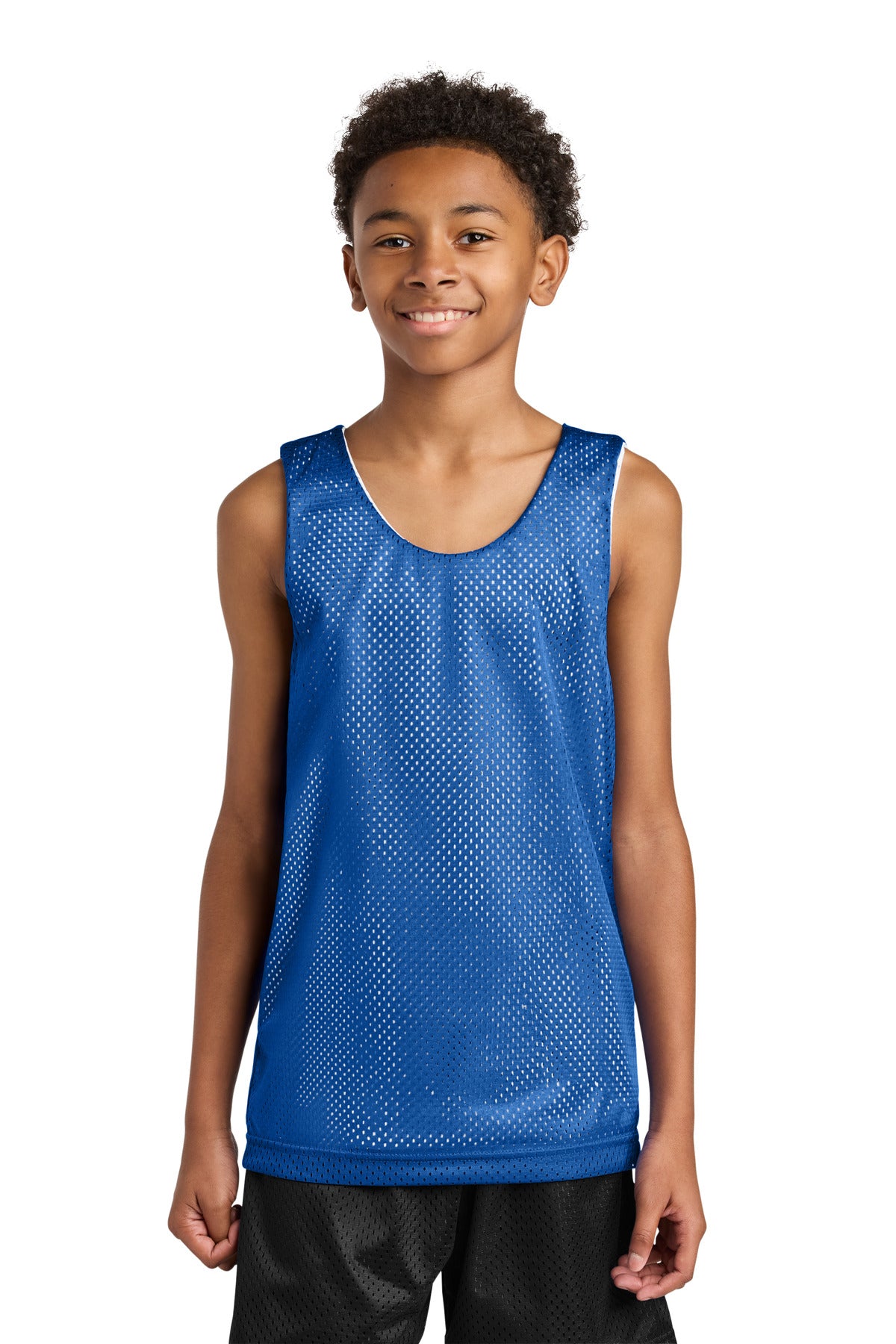 Custom Royal/ White Sprint Youth Reversible Mesh Tank A4N2206, personalized by SanCanDo Swag in Argyle, TX
