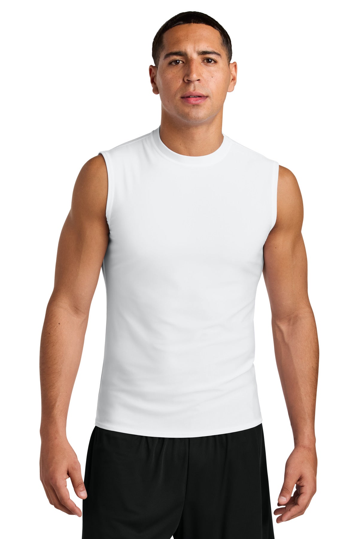 Custom White Compression Muscle Tee A4N2306, personalized by SanCanDo Swag in Argyle, TX
