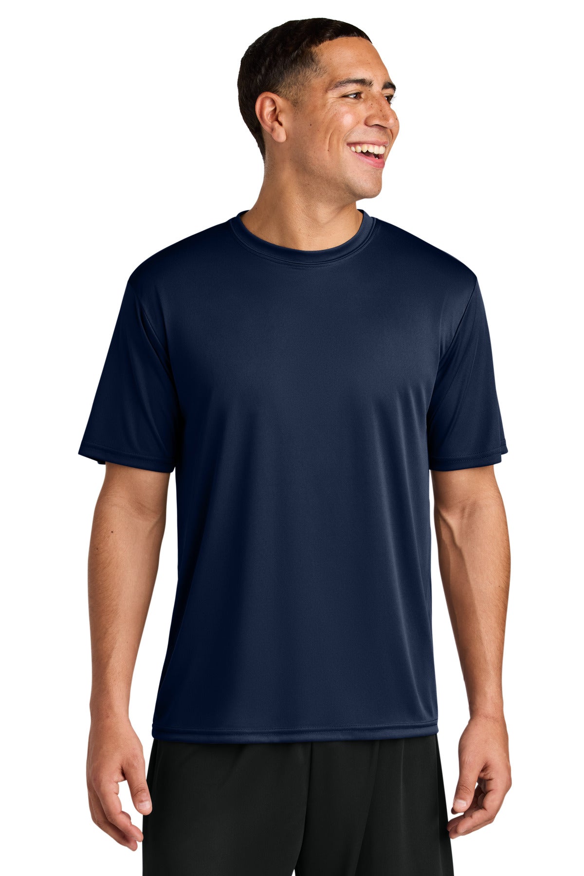Custom Navy Cooling Performance Tee A4N3142, personalized by SanCanDo Swag in Argyle, TX