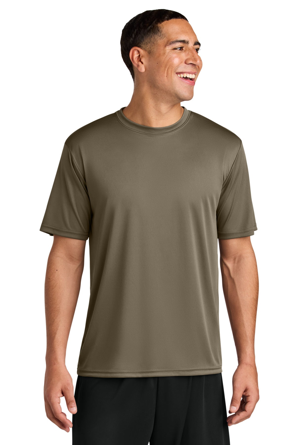 Custom Olive Cooling Performance Tee A4N3142, personalized by SanCanDo Swag in Argyle, TX