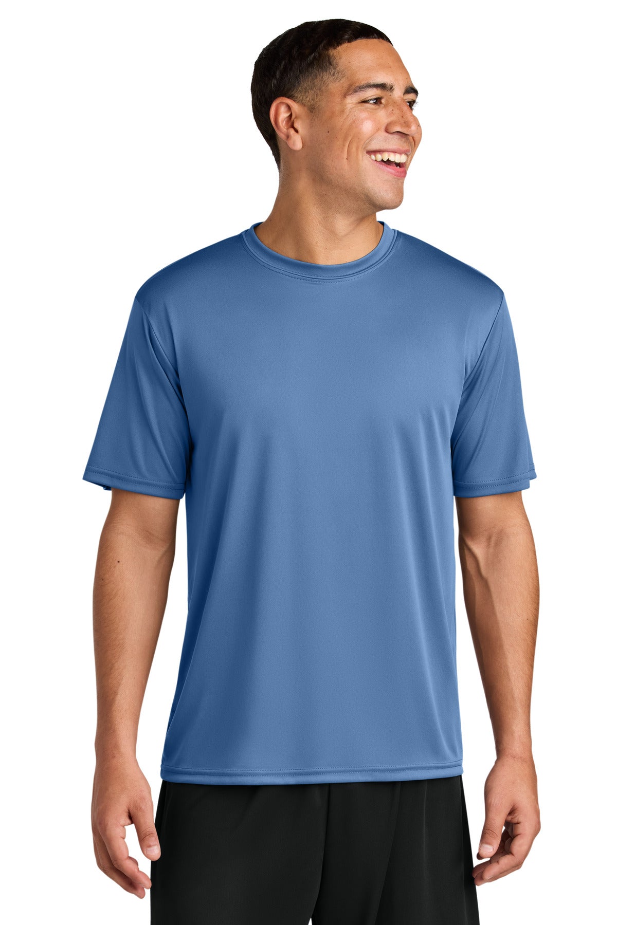 Custom Light Blue Cooling Performance Tee A4N3142, personalized by SanCanDo Swag in Argyle, TX