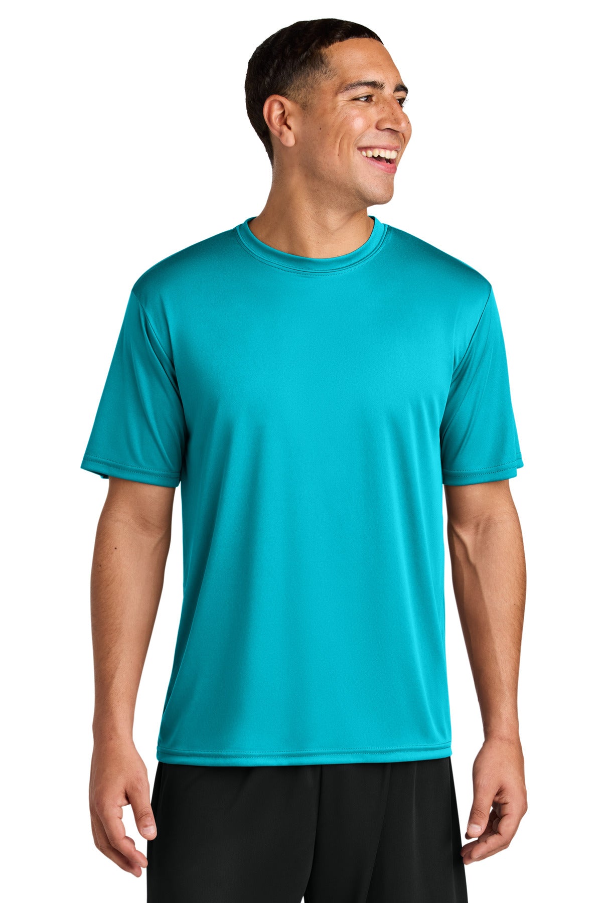 Custom Electric Blue Cooling Performance Tee A4N3142, personalized by SanCanDo Swag in Argyle, TX