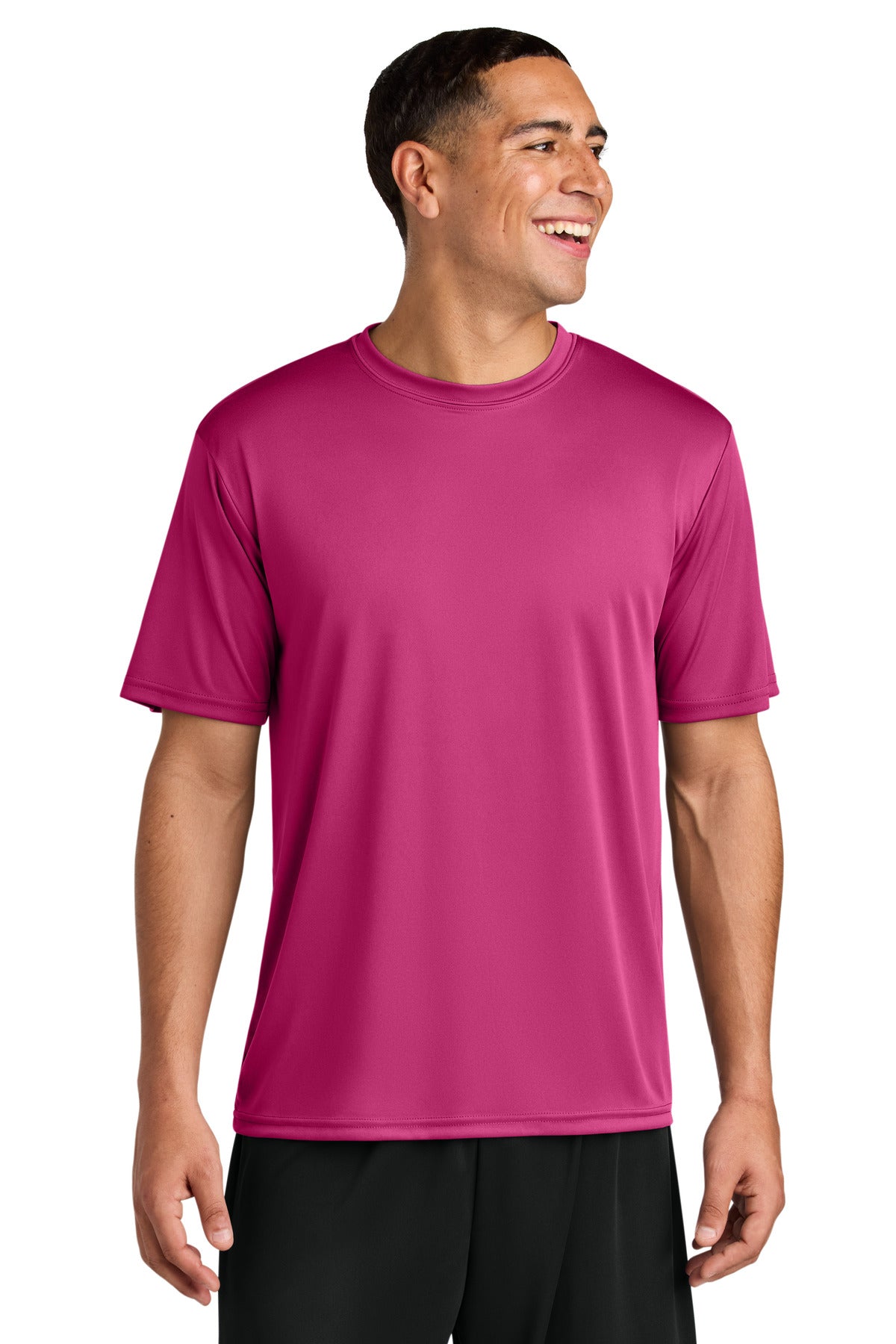 Custom Fuchsia Cooling Performance Tee A4N3142, personalized by SanCanDo Swag in Argyle, TX