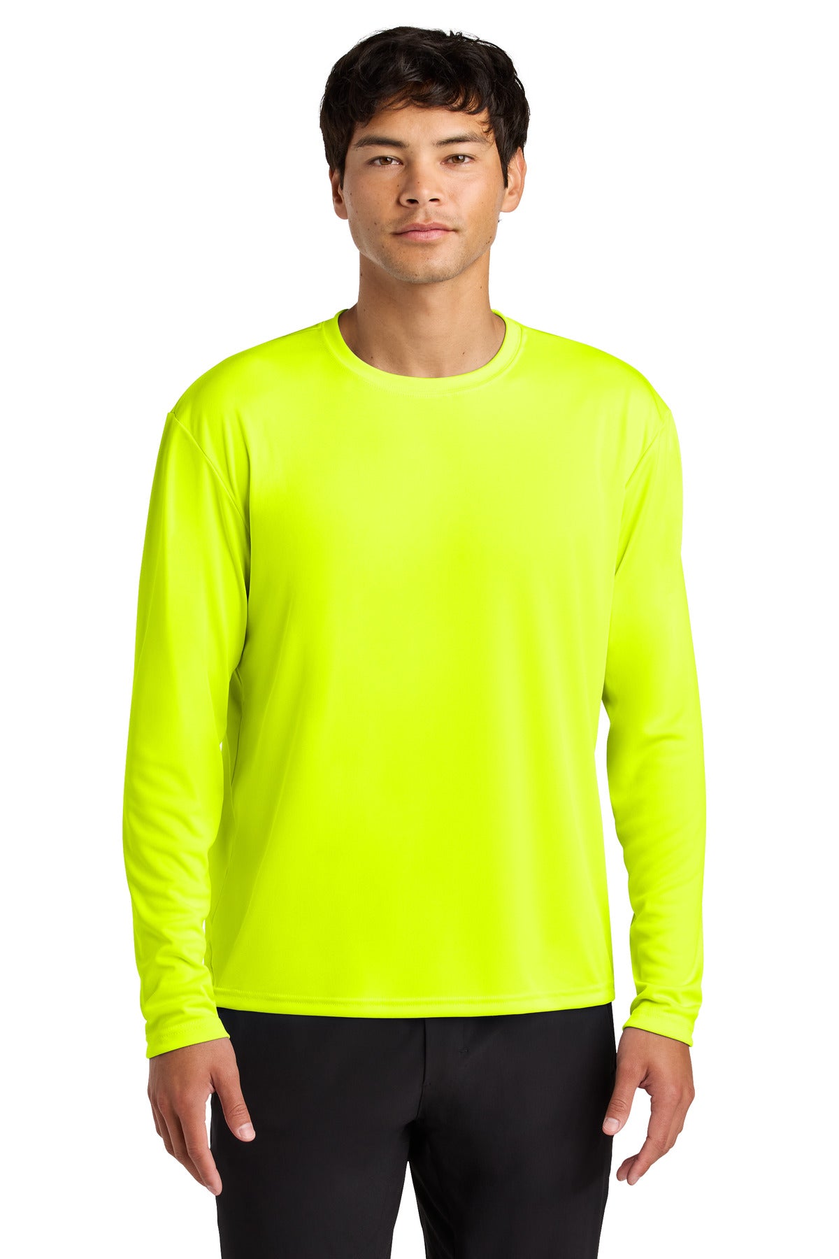 Custom Safety Yellow Cooling Performance Long Sleeve Tee A4N3165, personalized by SanCanDo Swag in Argyle, TX