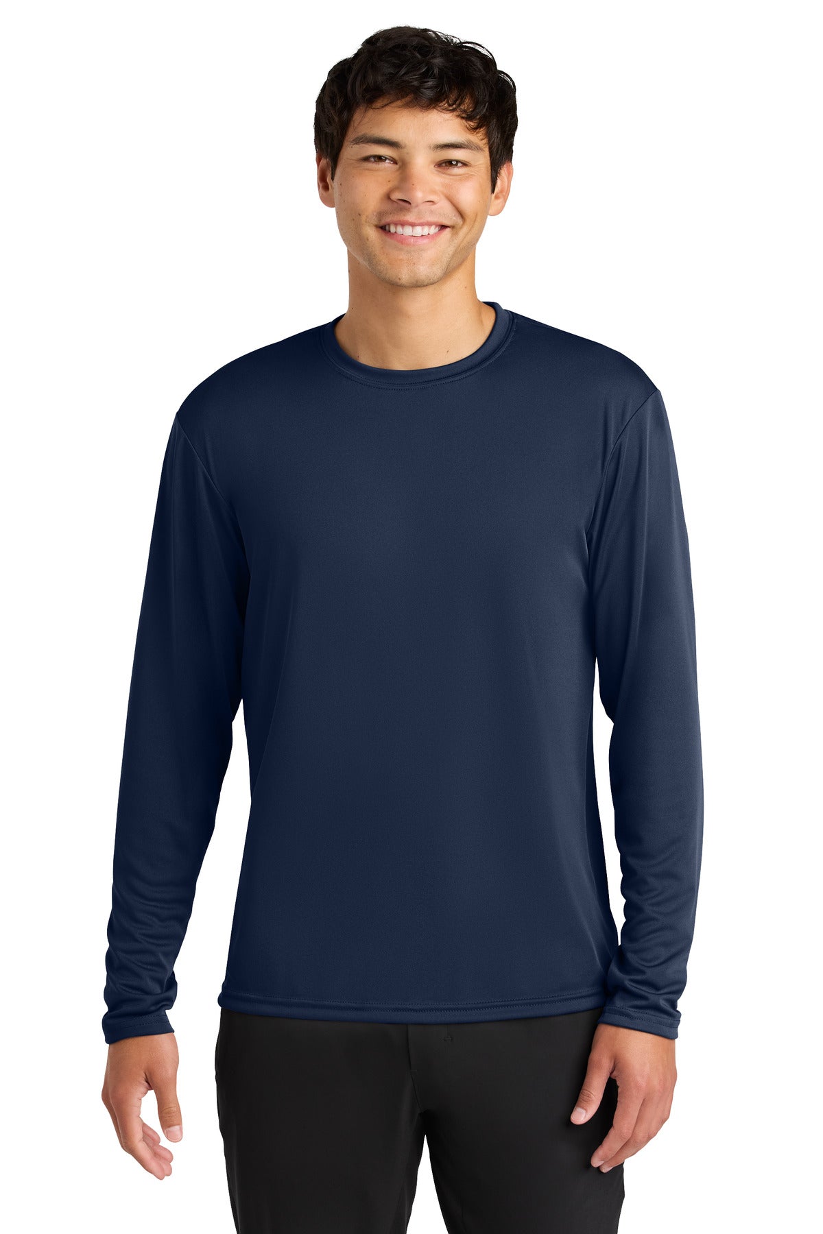 Custom Navy Cooling Performance Long Sleeve Tee A4N3165, personalized by SanCanDo Swag in Argyle, TX