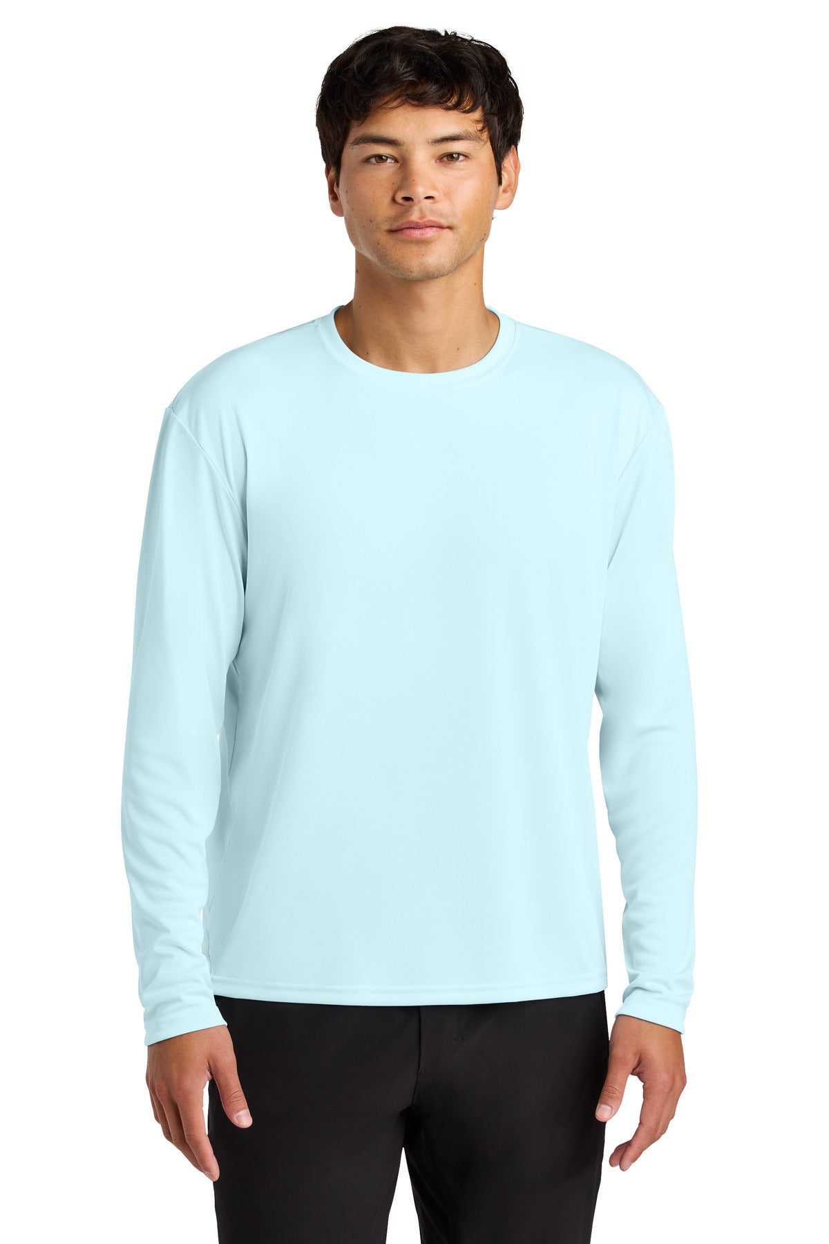 Custom Pastel Blue Cooling Performance Long Sleeve Tee A4N3165, personalized by SanCanDo Swag in Argyle, TX