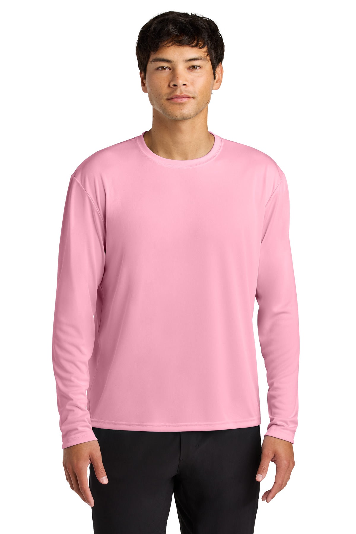 Custom Pink Cooling Performance Long Sleeve Tee A4N3165, personalized by SanCanDo Swag in Argyle, TX