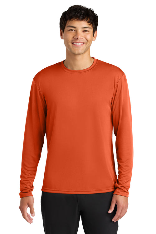 Custom Athletic Orange Cooling Performance Long Sleeve Tee A4N3165, personalized by SanCanDo Swag in Argyle, TX