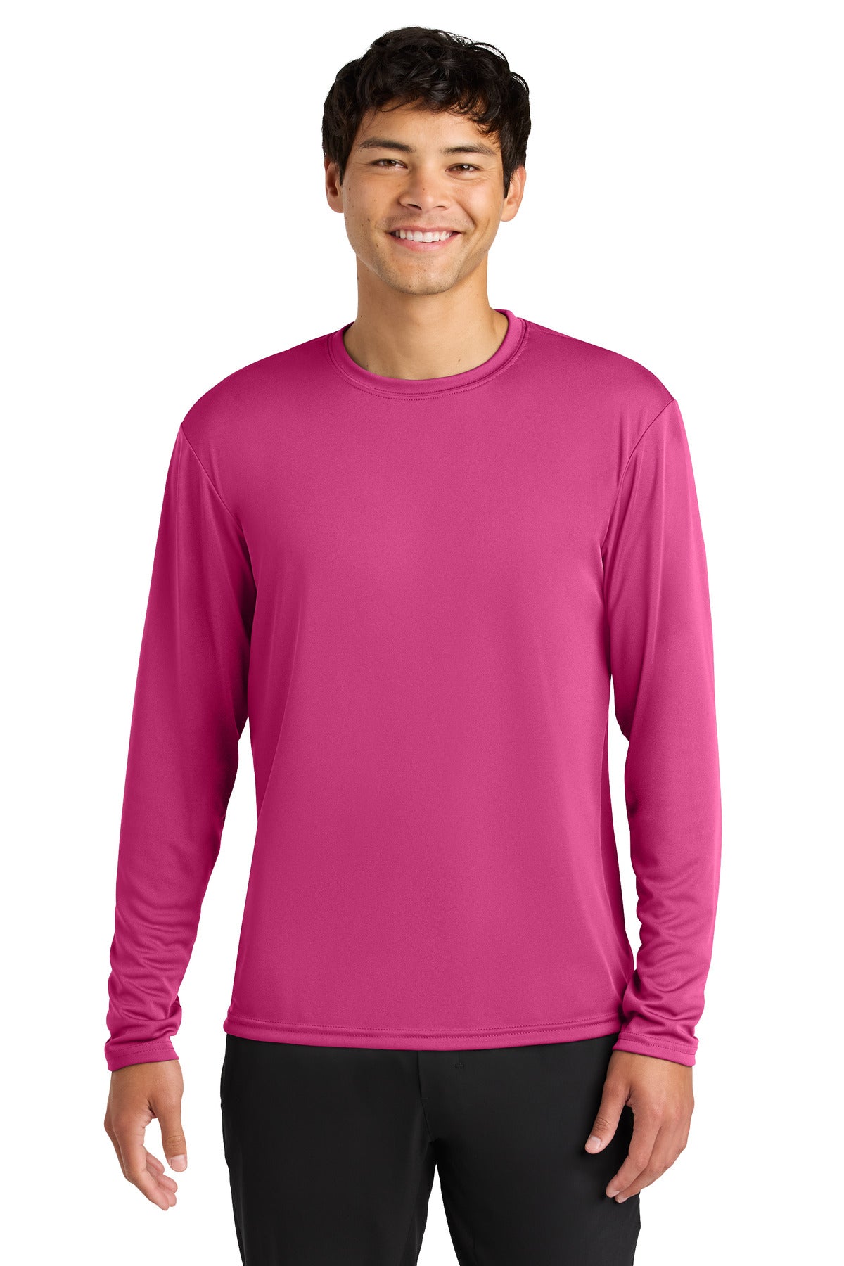 Custom Fuchsia Cooling Performance Long Sleeve Tee A4N3165, personalized by SanCanDo Swag in Argyle, TX