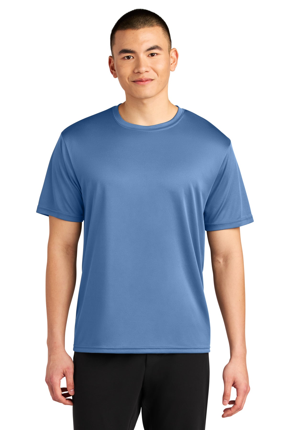 Custom Light Blue Sprint Performance Tee A4N3402, personalized by SanCanDo Swag in Argyle, TX