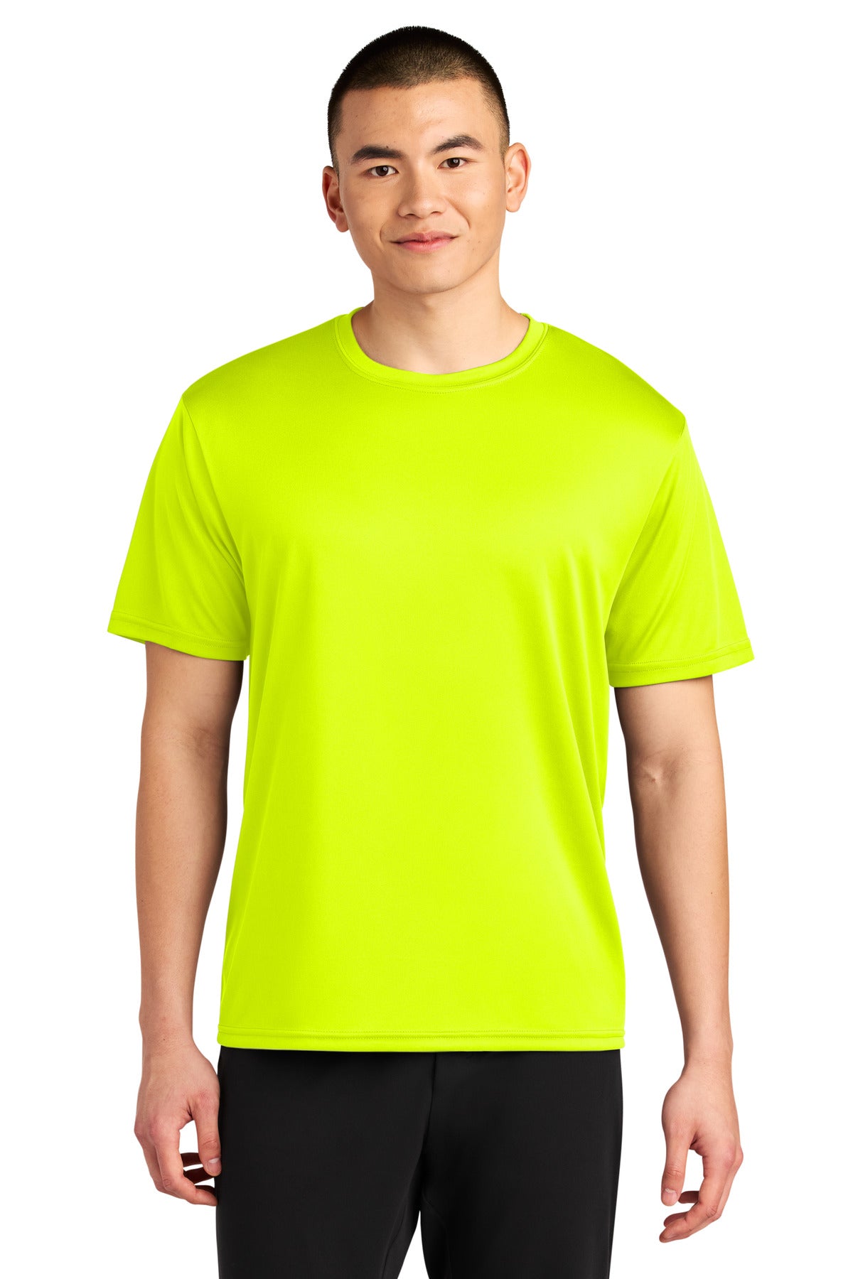 Custom Safety Yellow Sprint Performance Tee A4N3402, personalized by SanCanDo Swag in Argyle, TX