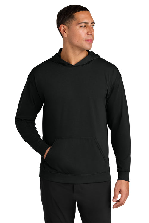 Custom Black Softek Long Sleeve Hooded Tee A4N3528, personalized by SanCanDo Swag in Argyle, TX