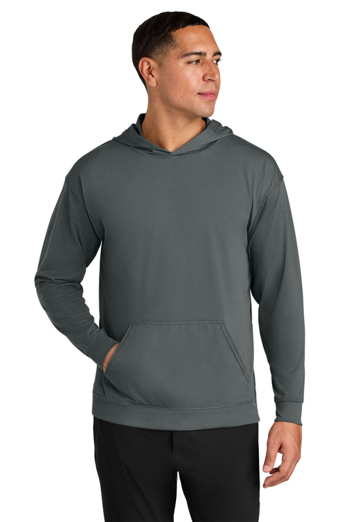 Custom Graphite Softek Long Sleeve Hooded Tee A4N3528, personalized by SanCanDo Swag in Argyle, TX