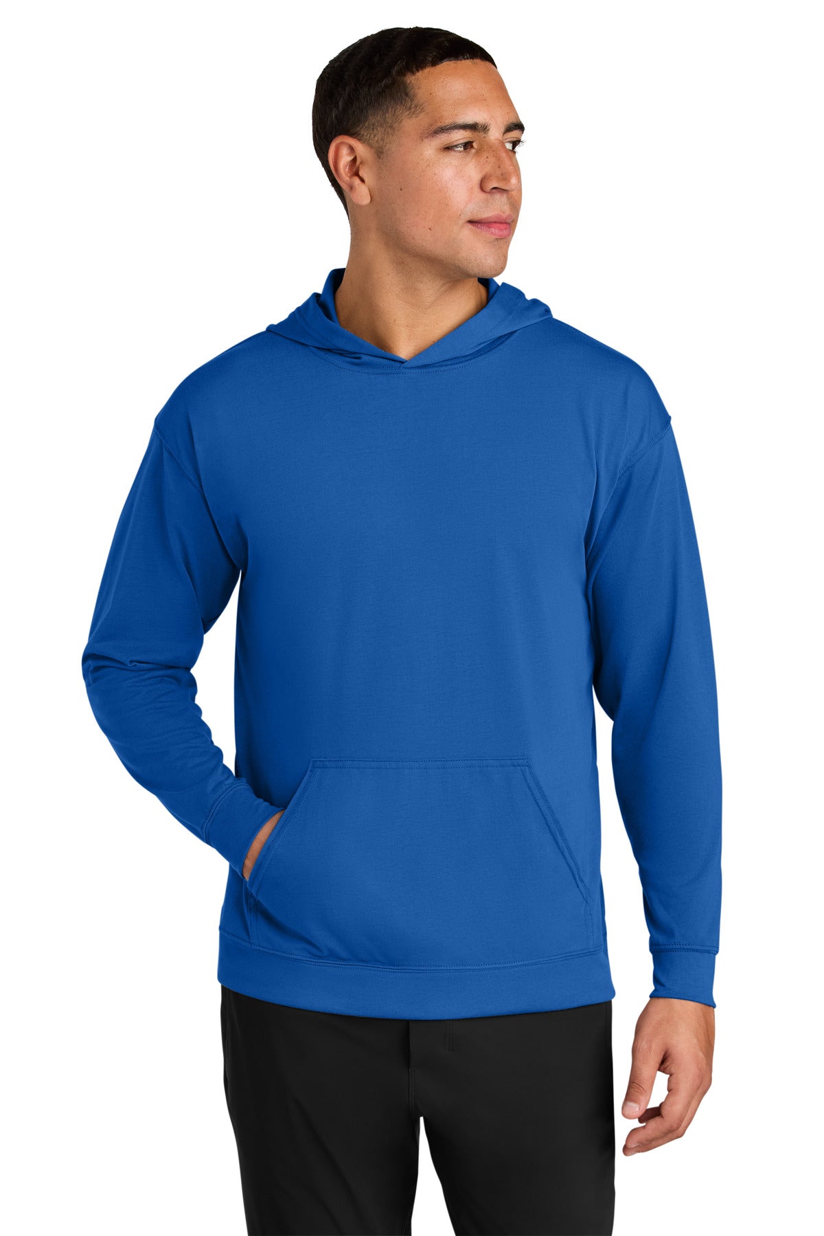 Custom Royal Softek Long Sleeve Hooded Tee A4N3528, personalized by SanCanDo Swag in Argyle, TX