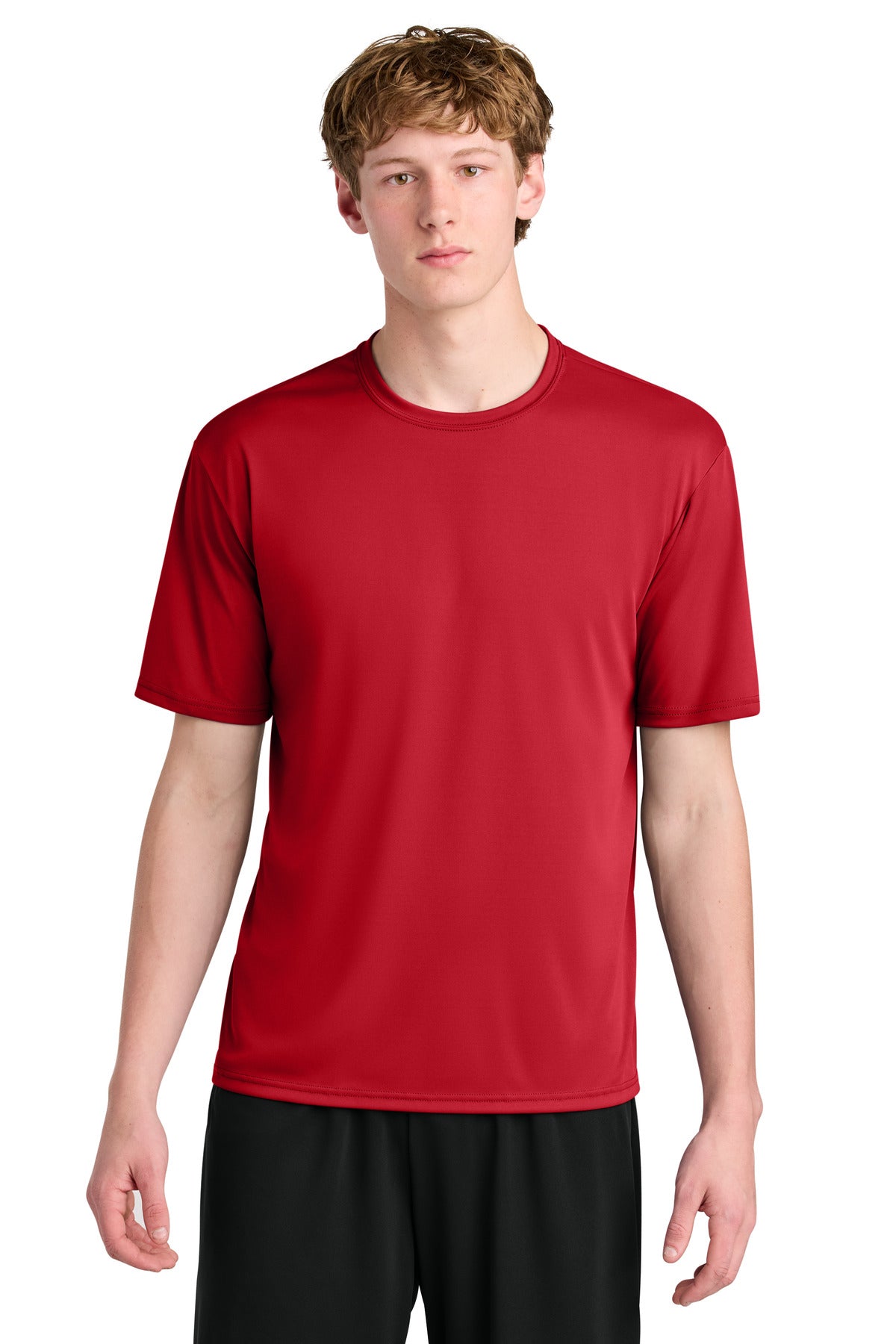 Custom Scarlet AirFlex Tee A4N3531, personalized by SanCanDo Swag in Argyle, TX