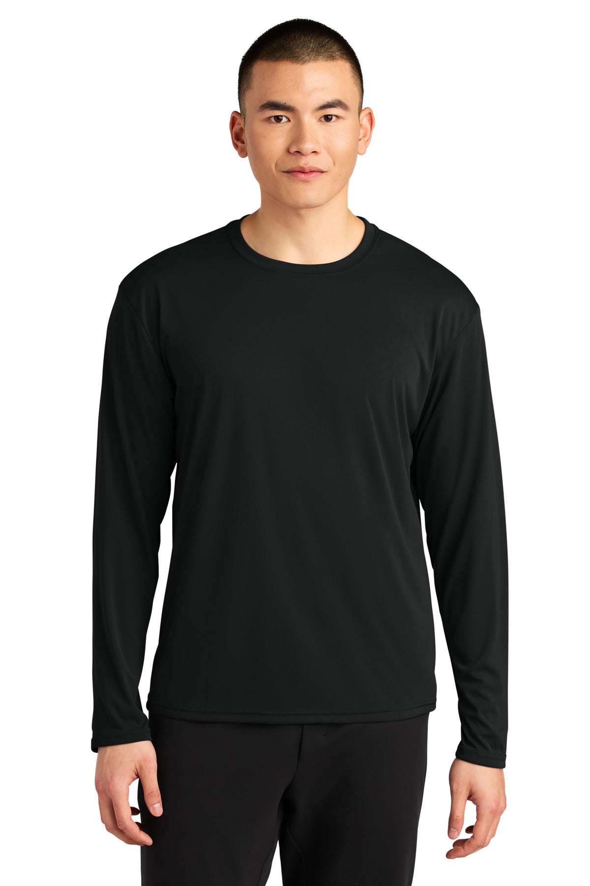 Custom Black AirFlex Long Sleeve Tee A4N3532, personalized by SanCanDo Swag in Argyle, TX