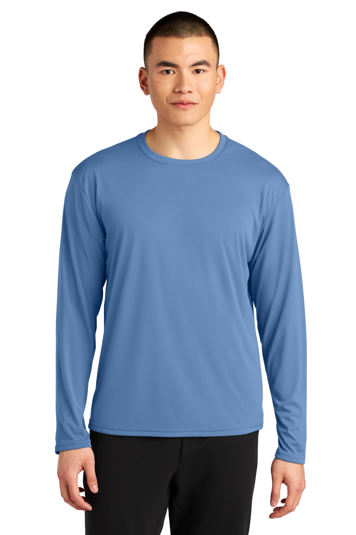 Custom Light Blue AirFlex Long Sleeve Tee A4N3532, personalized by SanCanDo Swag in Argyle, TX