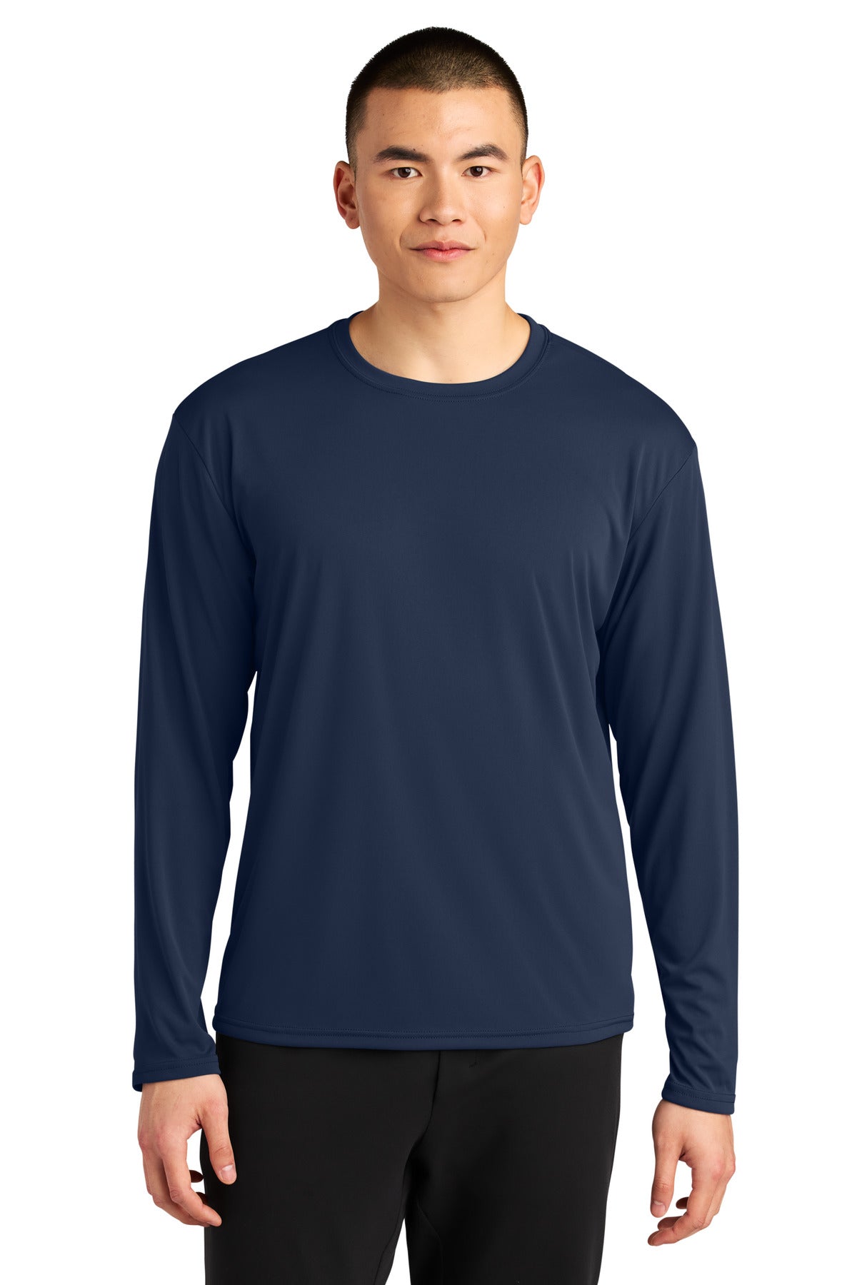 Custom Navy AirFlex Long Sleeve Tee A4N3532, personalized by SanCanDo Swag in Argyle, TX