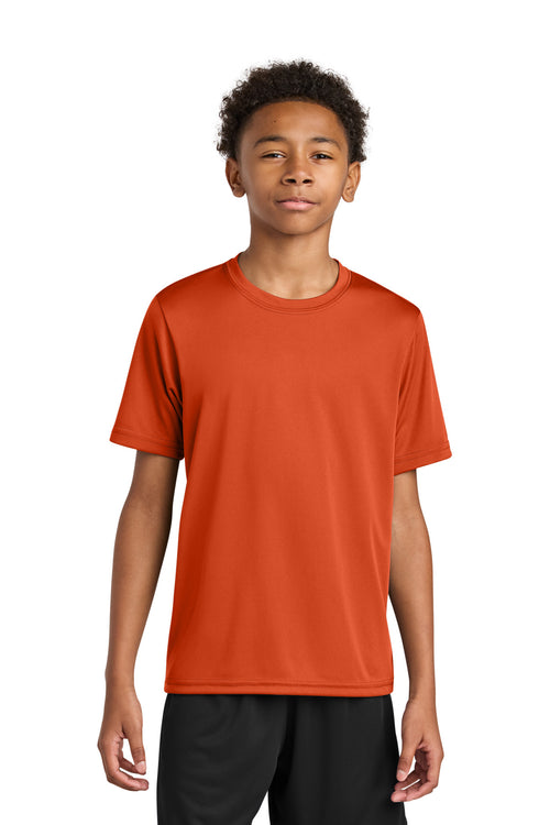 Custom Athletic Orange Youth Cooling Performance Tee A4NB3142, personalized by SanCanDo Swag in Argyle, TX