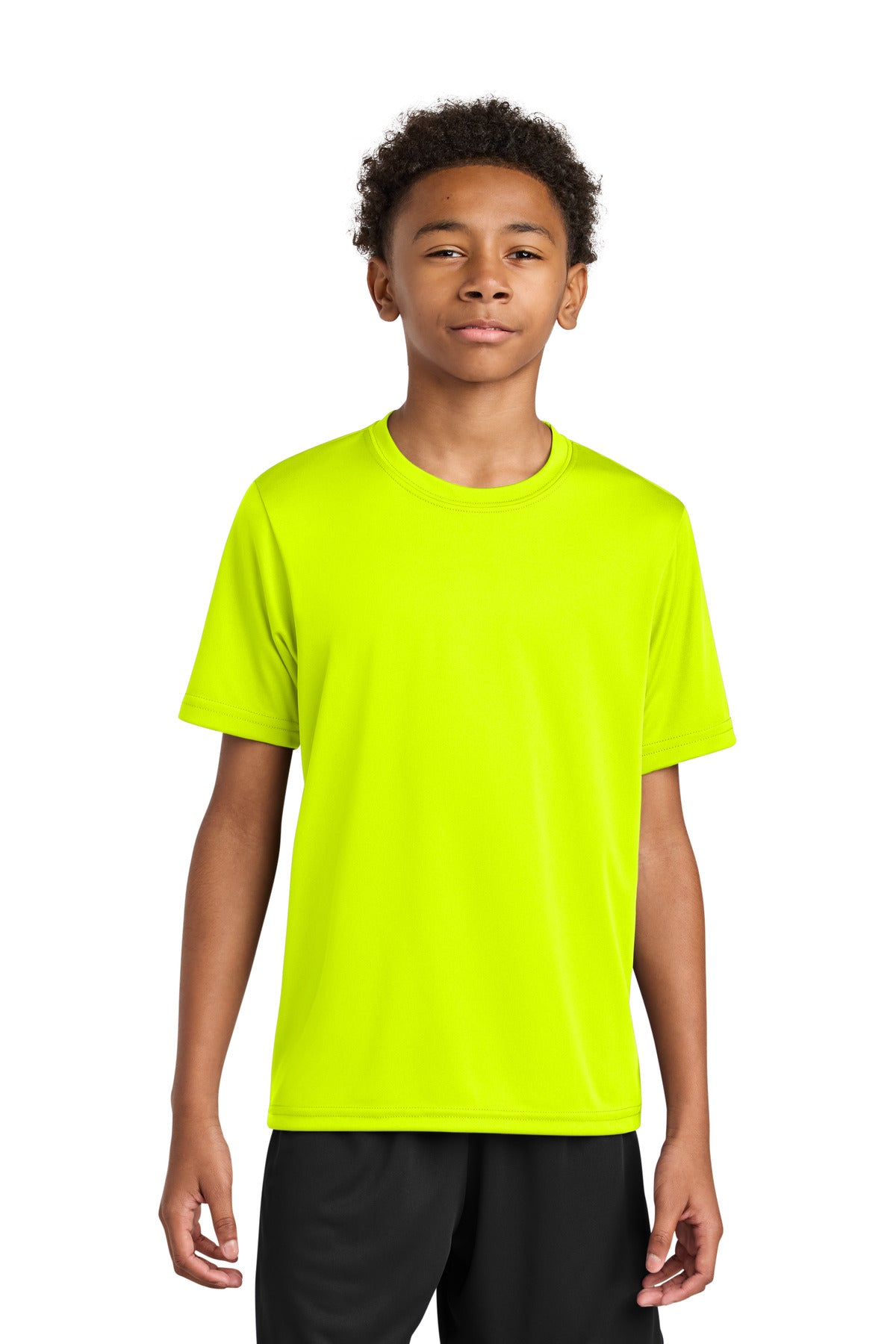 Custom Safety Yellow Youth Cooling Performance Tee A4NB3142, personalized by SanCanDo Swag in Argyle, TX