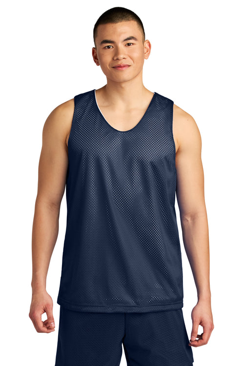 Custom Navy/ White Sprint Reversible Mesh Tank A4NF1270, personalized by SanCanDo Swag in Argyle, TX