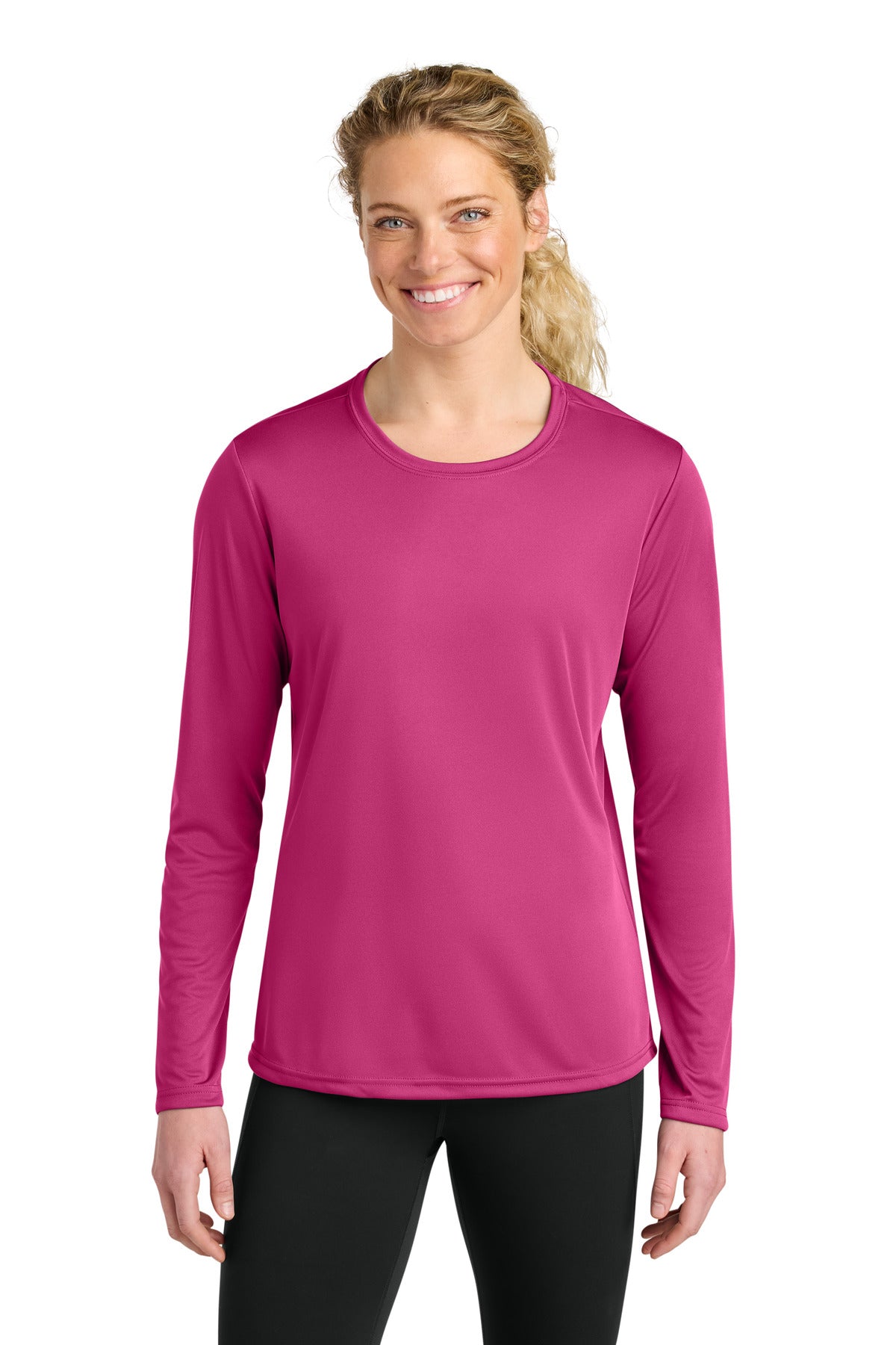 Custom Fuchsia Cooling Performance Long Sleeve Tee A4NW3002, personalized by SanCanDo Swag in Argyle, TX