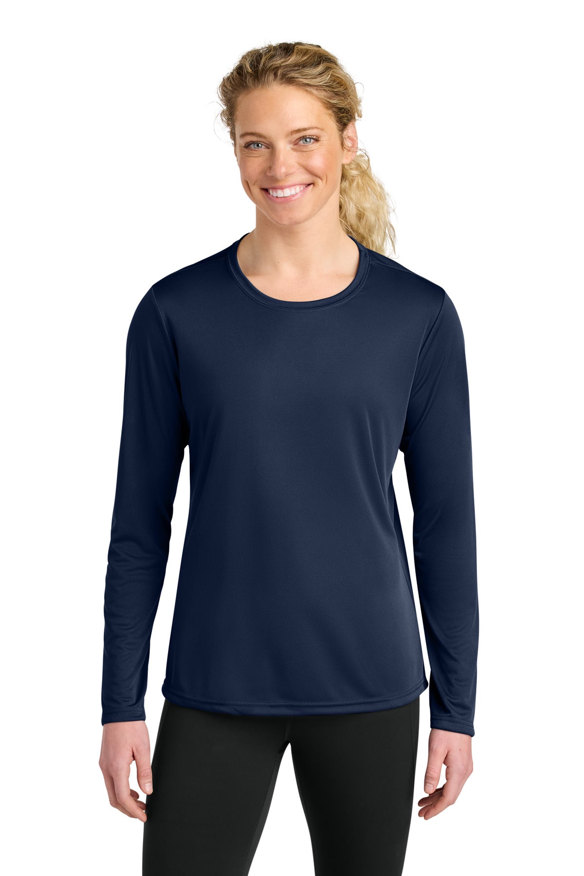 Custom Navy Cooling Performance Long Sleeve Tee A4NW3002, personalized by SanCanDo Swag in Argyle, TX